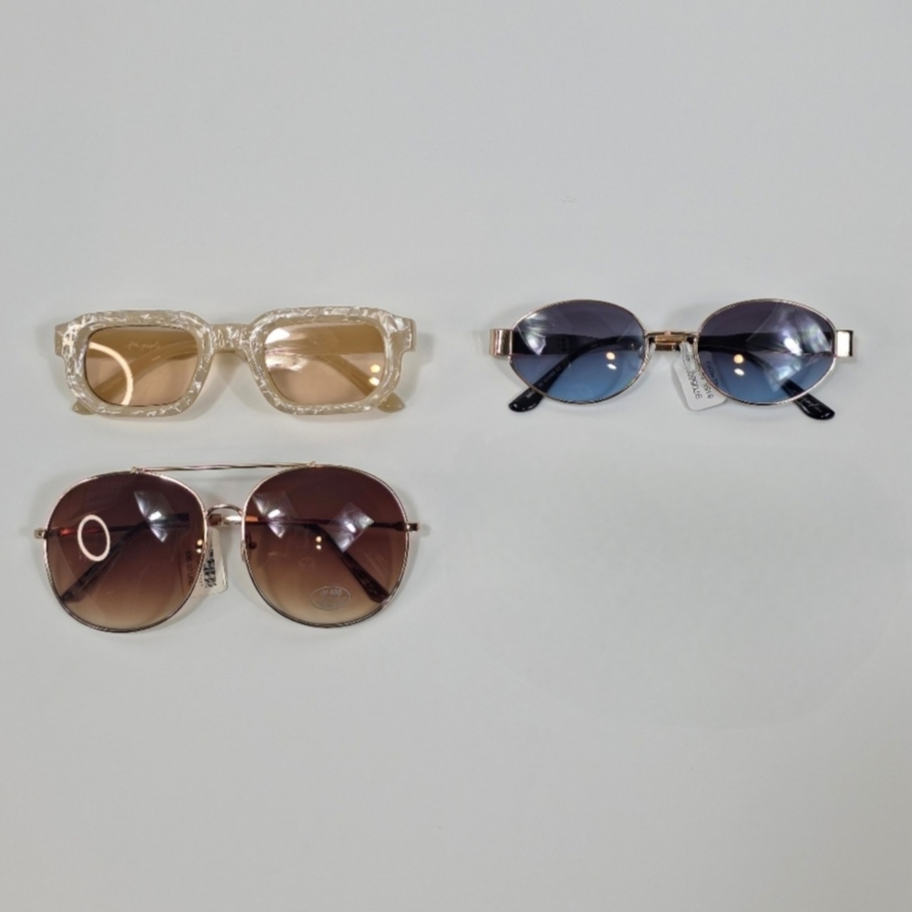 Free People Sunglasses Lot 3 Aviator Oval Rectangle Mixed Flaws